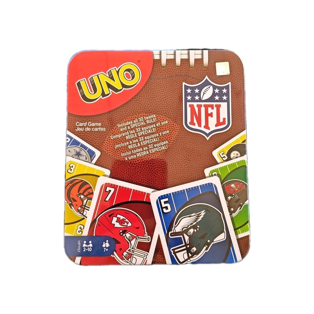 UNO with NFL Team Logos & Special Rules in Storage Tin Box for‎ Kids, Adults.